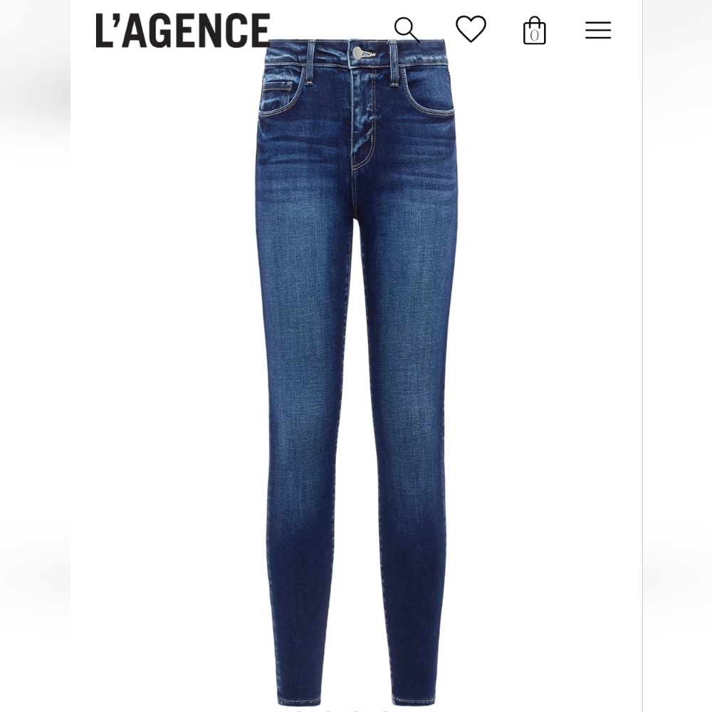 L'AGENCE MARGOT HIGH RISE CROPPED SKINNY JEANS TRUE BLUE WOMENS SIZE 26